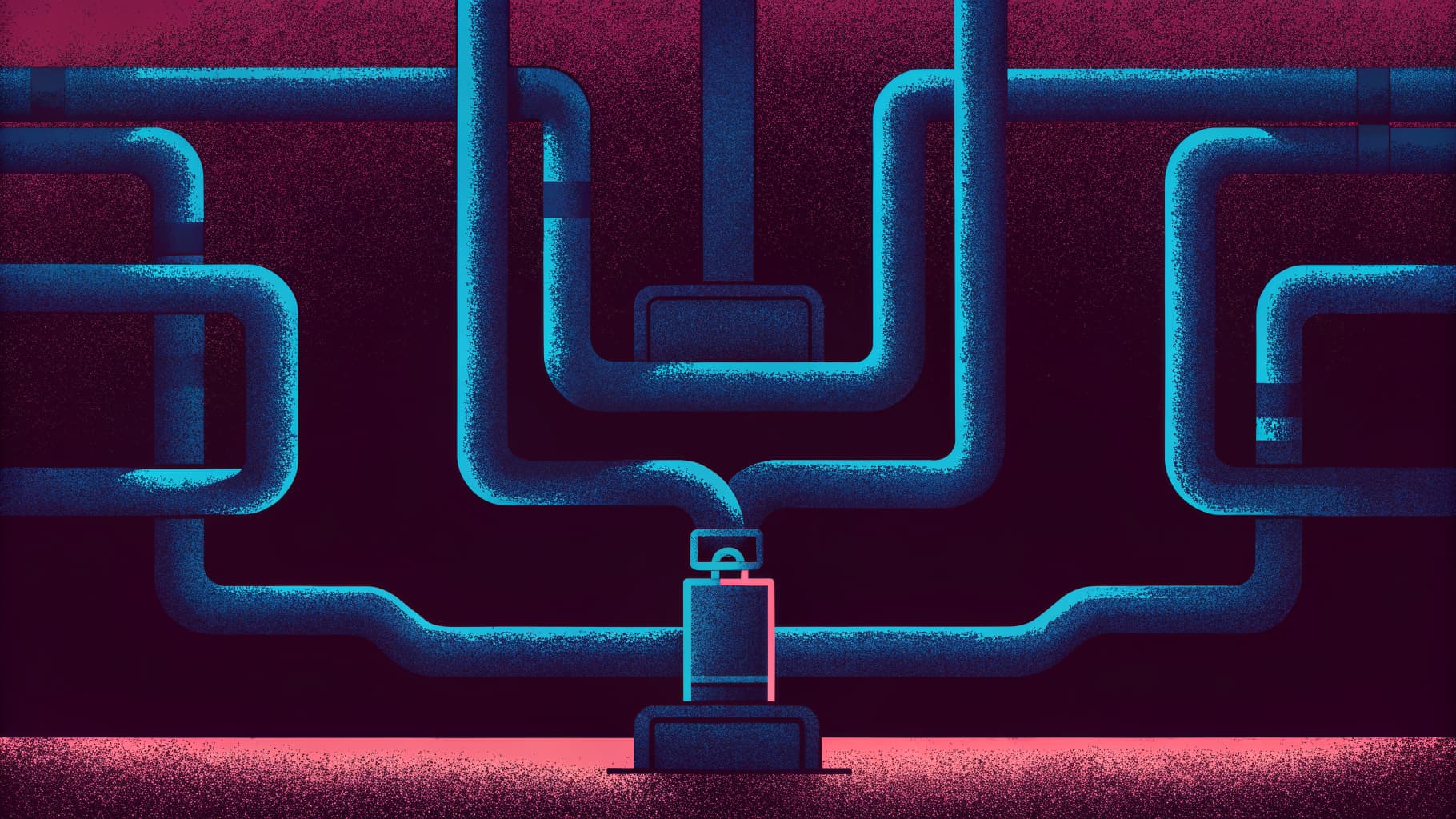 Abstract marketing illustration in the FunnelFizz brand palette
