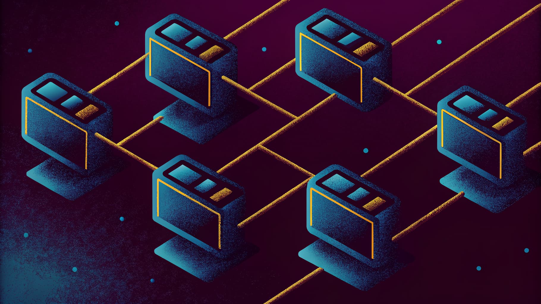 Abstract funnels illustration in the FunnelFizz brand palette